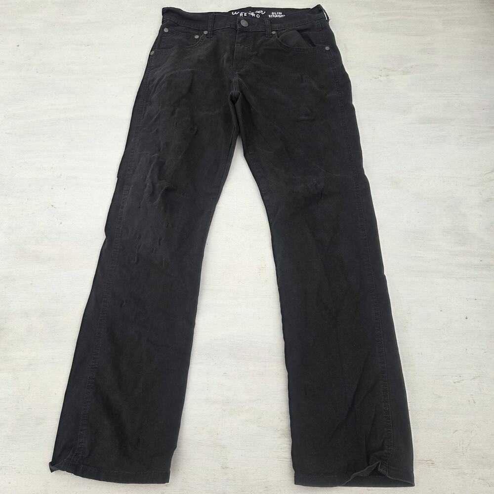 Wrangler Retro 1088MWZBK Mens 30x30 Black Slim Straight Stretch Jeans
